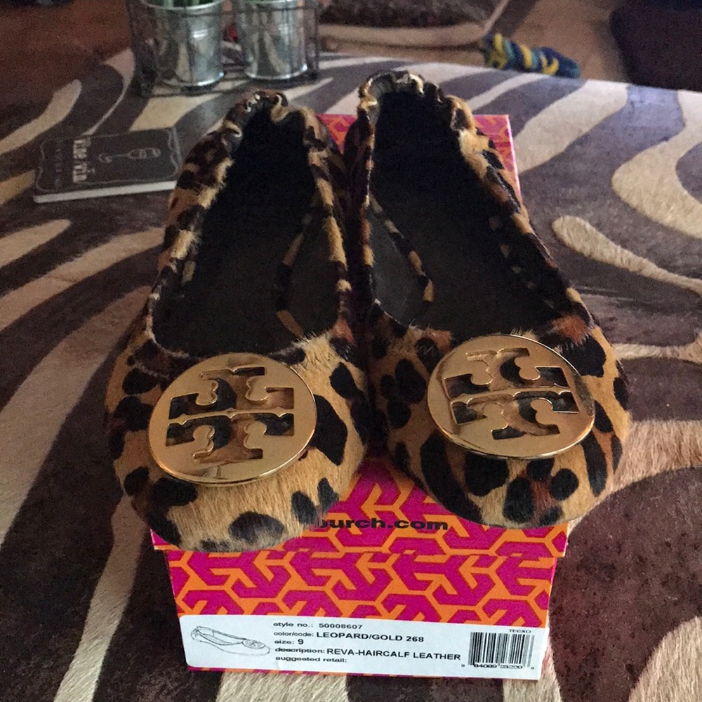 Tory Burch real calf hair leopard flats